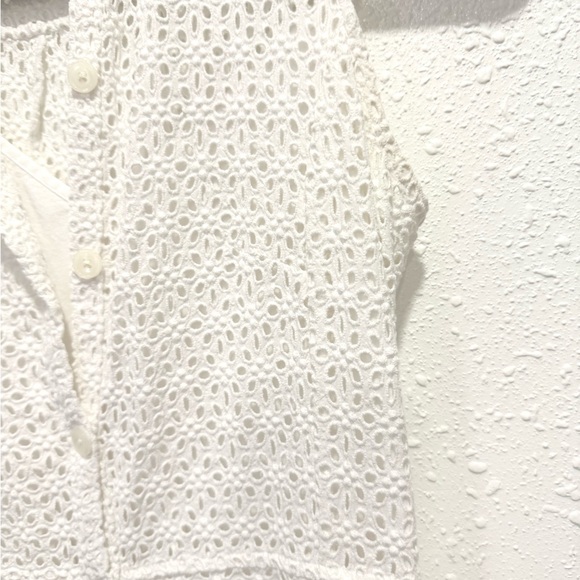 Banana Republic Factory White Eyelet Collared Mini Dress 8 - Picture 7 of 9